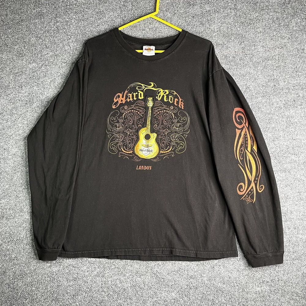 Hard‎ Rock London Long Sleeve Guitar Gothic Tattoo Top T-Shirt Size L